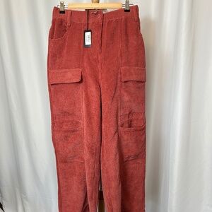 NWT HUNTER & BROWN RUST WIDE WALE CORDUROY FLARE LEG PANTS - SIZE MEDIUM